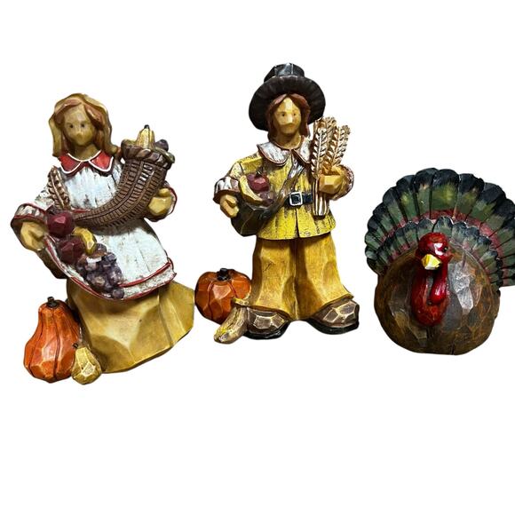 Thanksgiving Pilgrims and figurines  Harvest Centerpiece Mantel home Decor - Picture 7 of 8